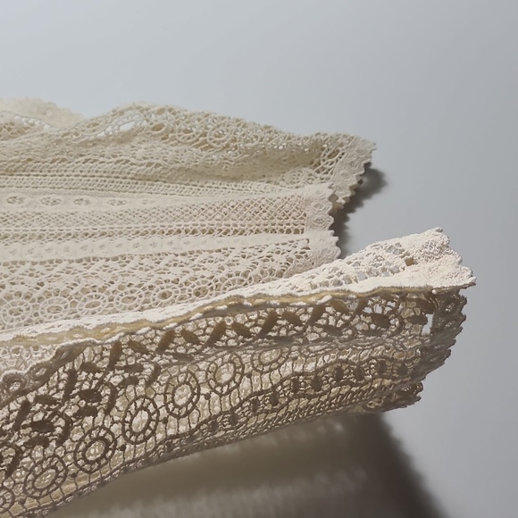 LILIBLEU Cream Colored Lace Overlay Crochet 100% Cotton Top Size O/S - Picture 14 of 14